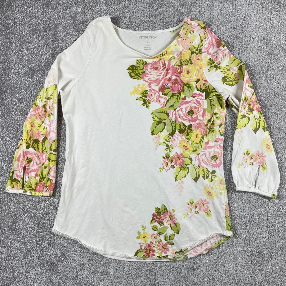 Pendleton Blouse Womens‎ Small Floral Cotton T Shirt Casual Office Workwear
